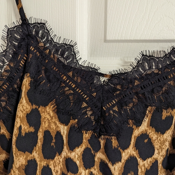 ee:some camisole black brown leopard print black lace size large NWT - Picture 3 of 8